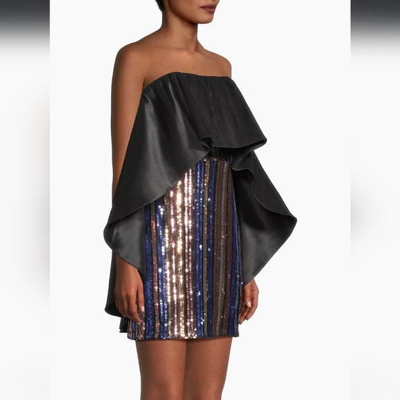 One33 Social Sequined Stripe Cape Minidress, Gold, Purple, Glamourous, NWT, 6 - Picture 4 of 8